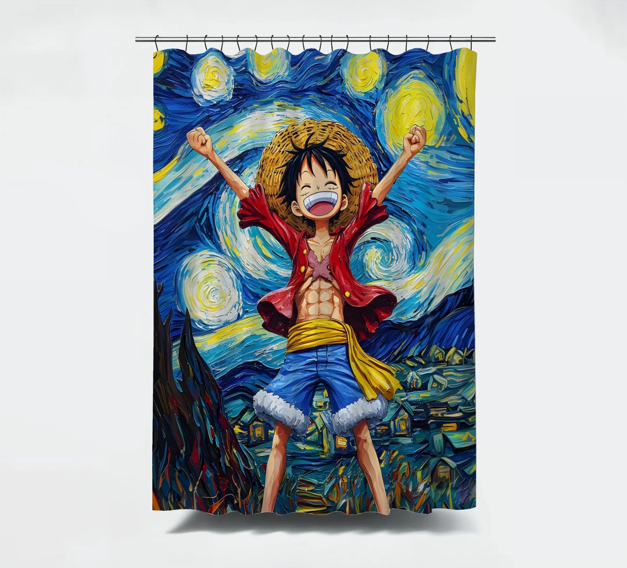 Monkey D. Luffy One Piece Starry Night shower curtain by CreativeStudio