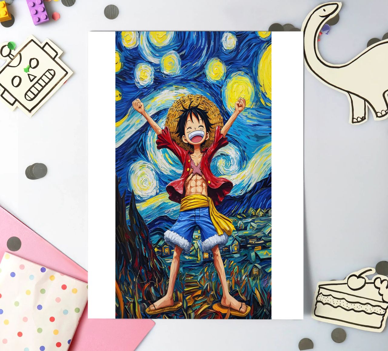 Monkey D. Luffy One Piece Starry Night sticker sheet by CreativeStudio
