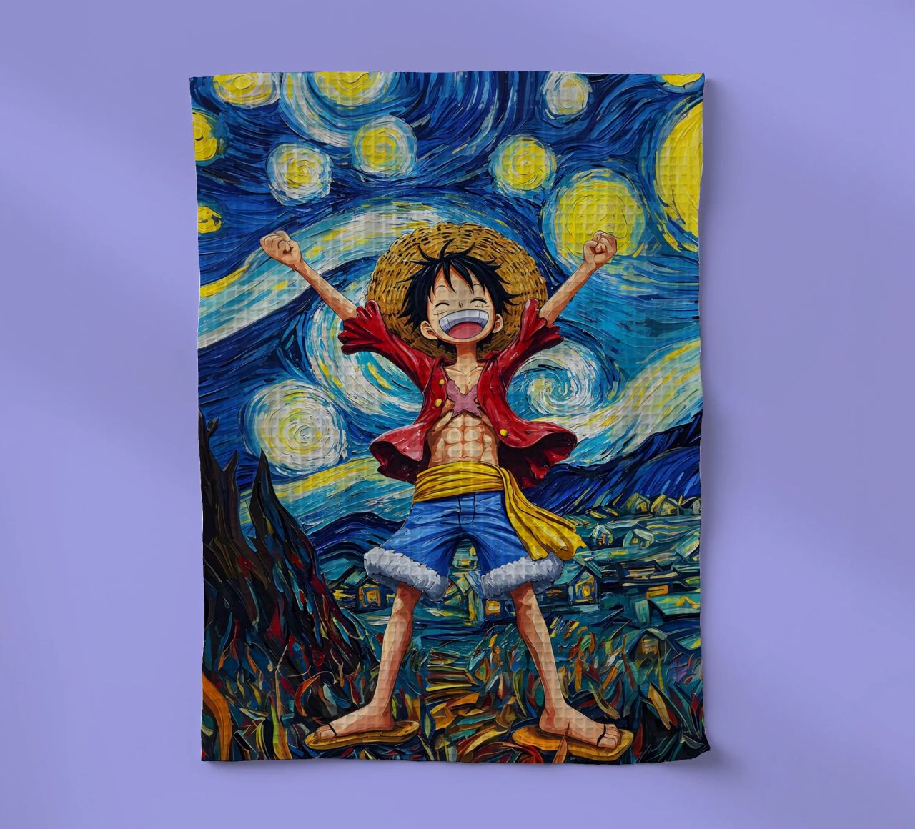 Monkey D. Luffy One Piece Starry Night tea towel by CreativeStudio