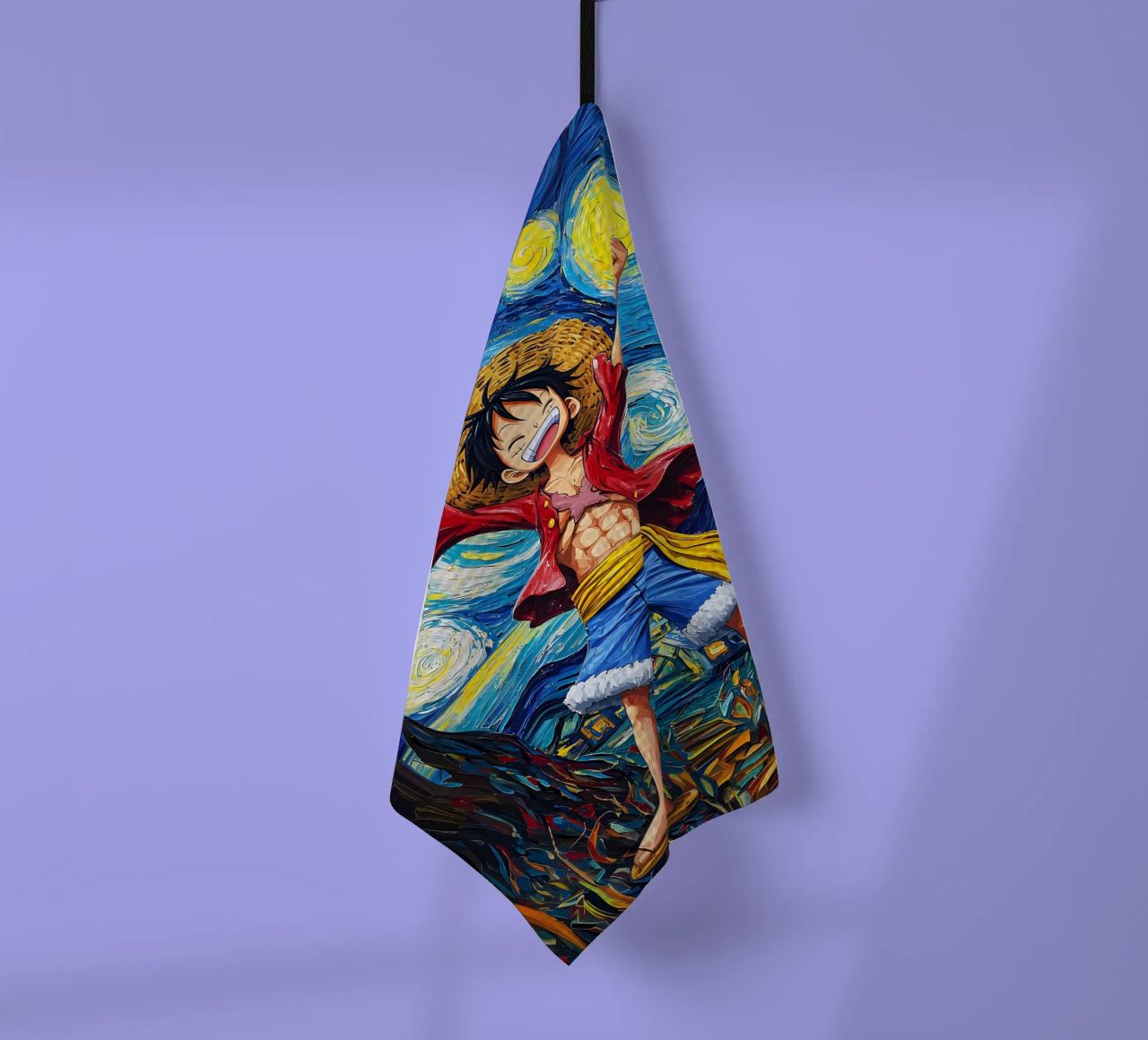 Monkey D. Luffy One Piece Starry Night tea towel by CreativeStudio