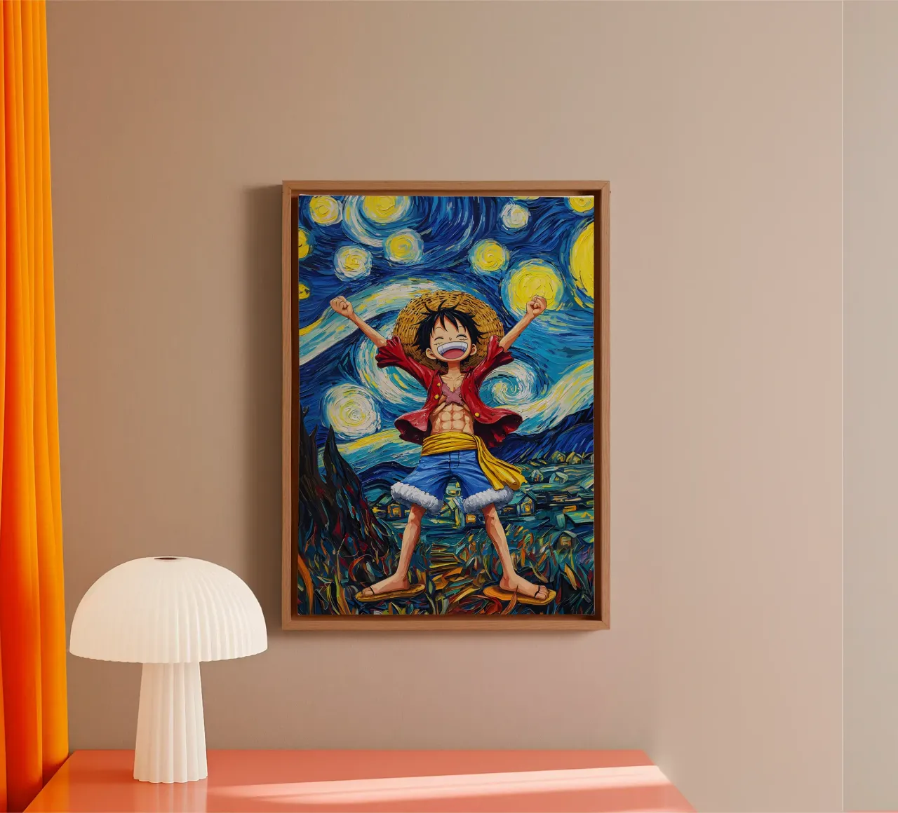 Monkey D. Luffy One Piece Starry Night tela con Cornice a cassetta da CreativeStudio