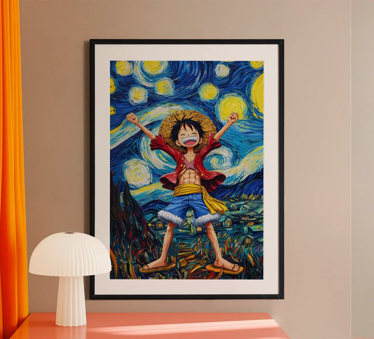 Monkey D. Luffy One Piece Starry Night carta hahnemühle da CreativeStudio