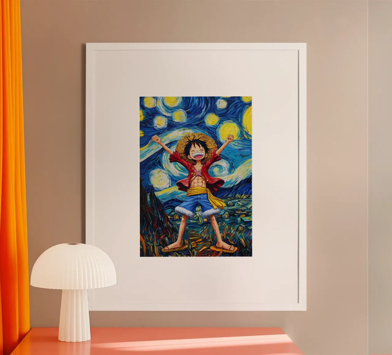 Monkey D. Luffy One Piece Starry Night carta hahnemühle da CreativeStudio