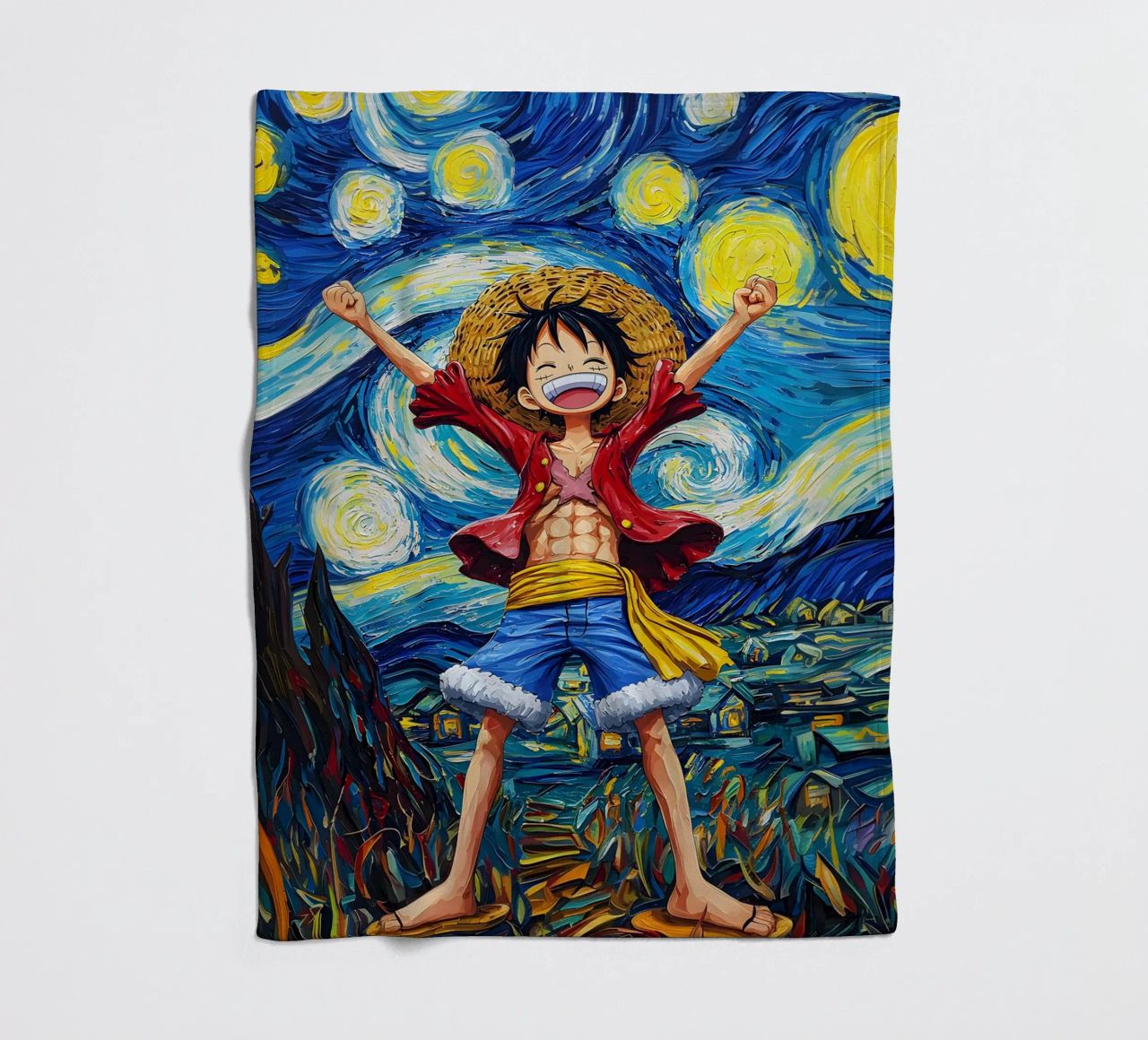 Monkey D. Luffy One Piece Starry Night fleece blanket by CreativeStudio