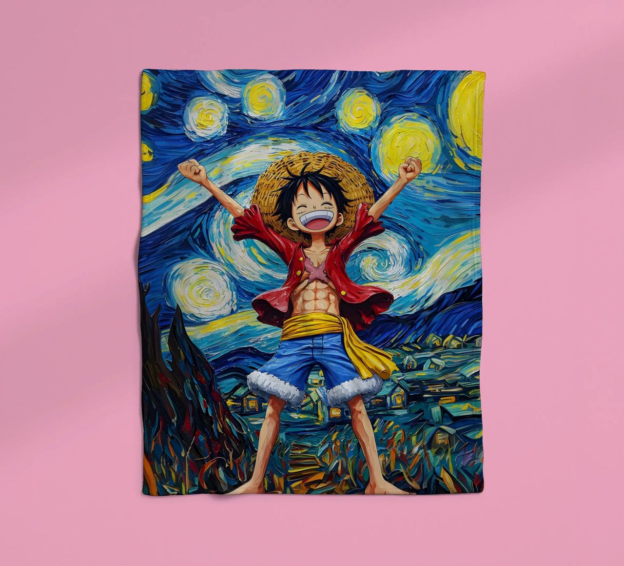 Monkey D. Luffy One Piece Starry Night fleece blanket by CreativeStudio