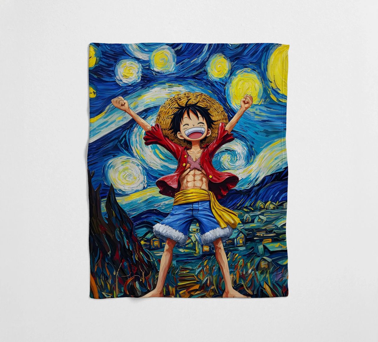 Monkey D. Luffy One Piece Starry Night fleece blanket by CreativeStudio