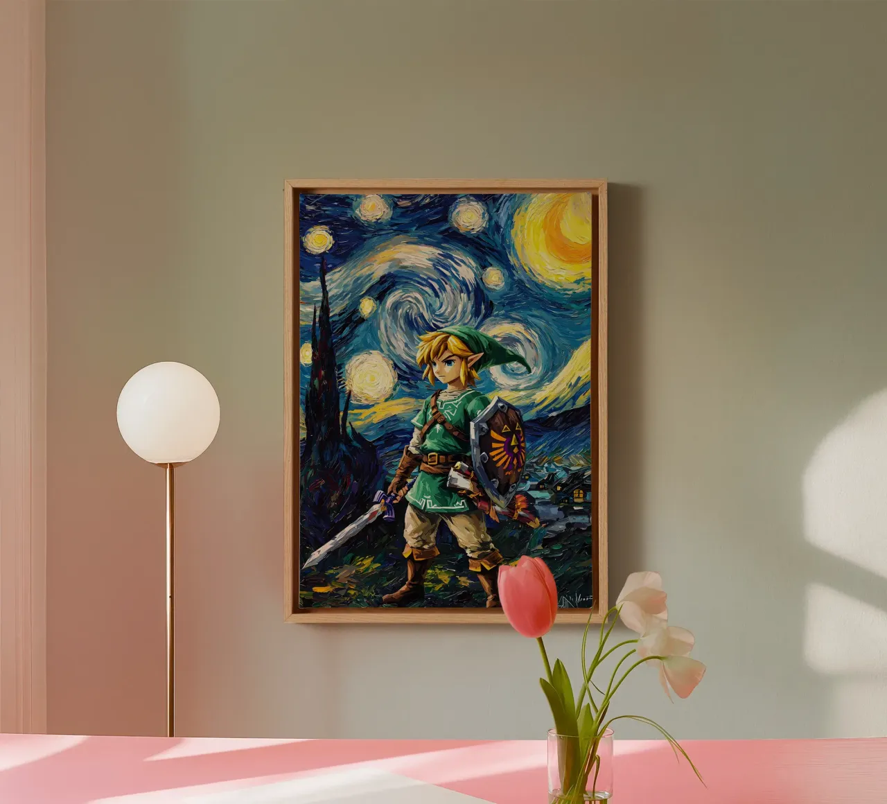 Link The Legend of Zelda Starry Night tela con Cornice a cassetta da CreativeStudio