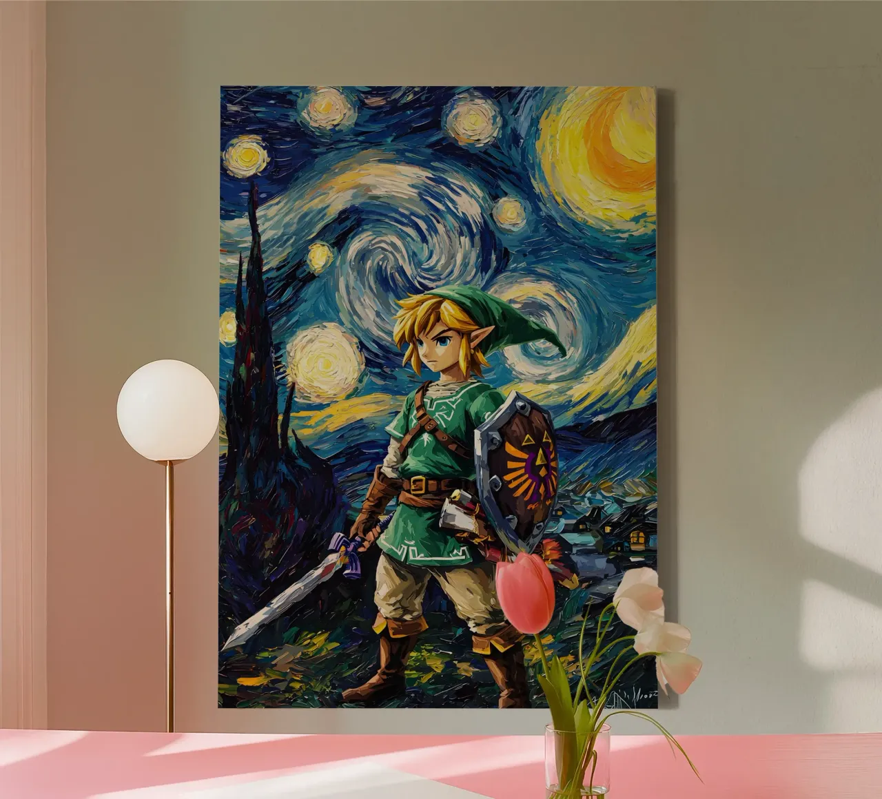 Link The Legend of Zelda Starry Night tela con Cornice a cassetta da CreativeStudio