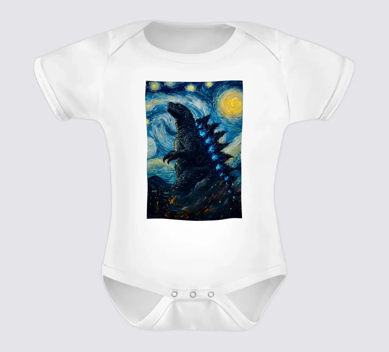 Godzilla Starry Night body neonato maniche corte da CreativeStudio