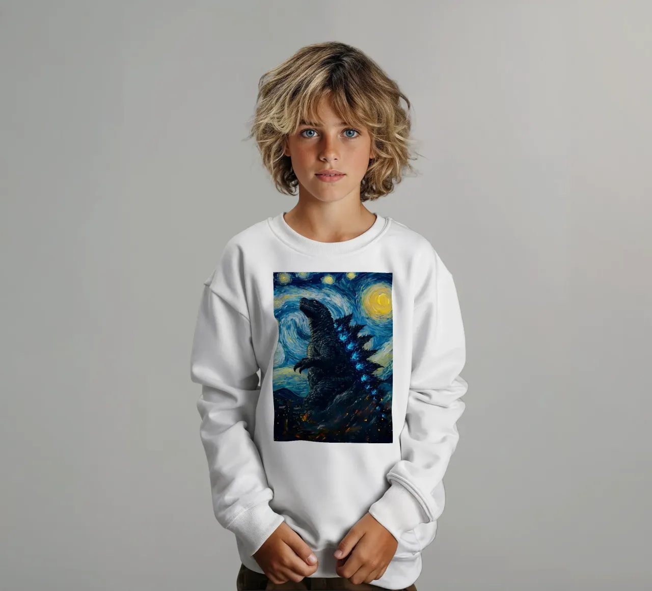 Godzilla Starry Night felpa bambino da CreativeStudio