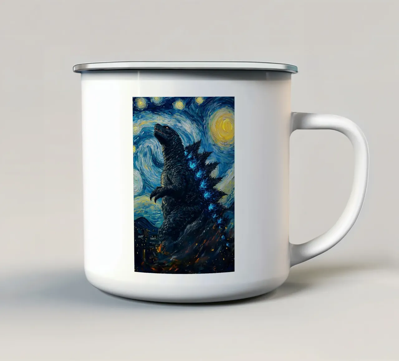 Godzilla Starry Night tazza in smalto da CreativeStudio