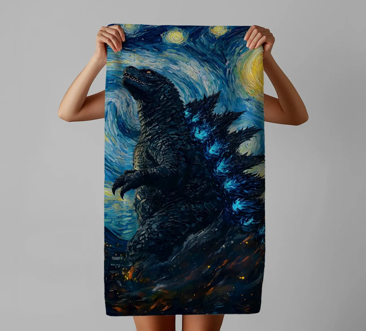 Godzilla Starry Night asciugamano da bagno da CreativeStudio