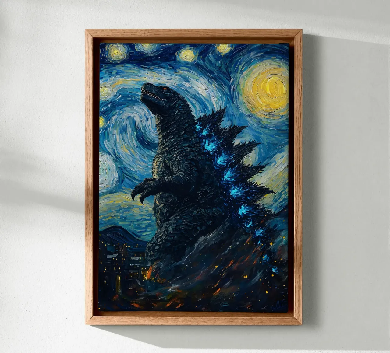 Godzilla Starry Night Leinwand von CreativeStudio