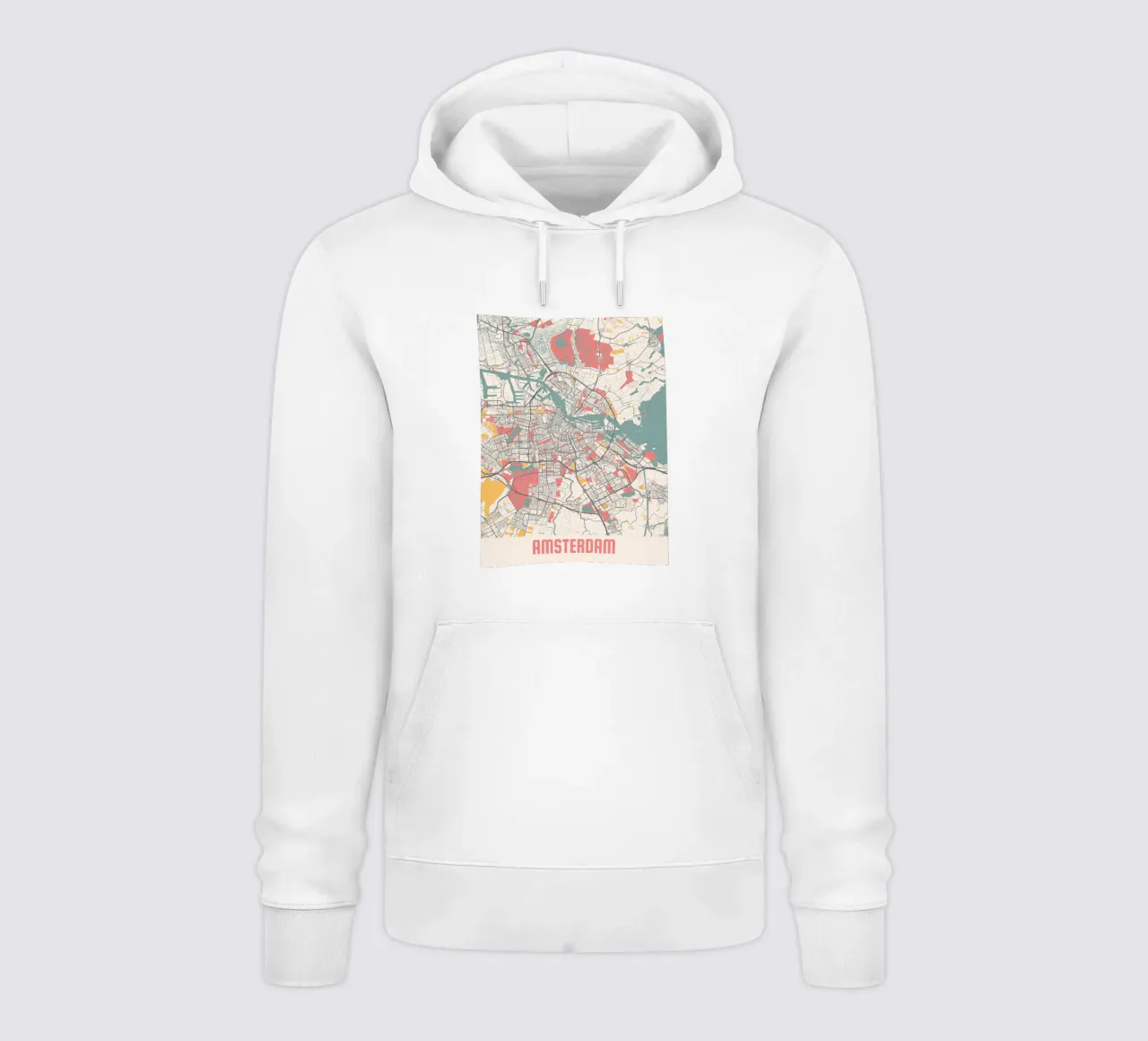 AMSTERDAM Map Print felpa con cappuccio da Travelstudio