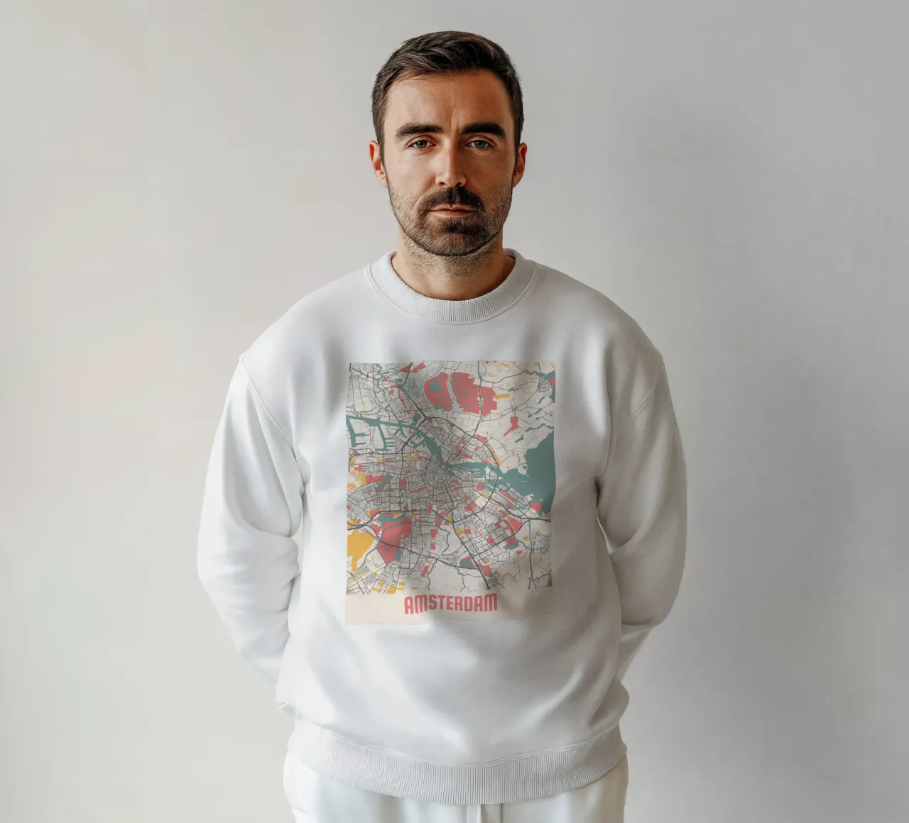 AMSTERDAM Map Print felpa da Travelstudio