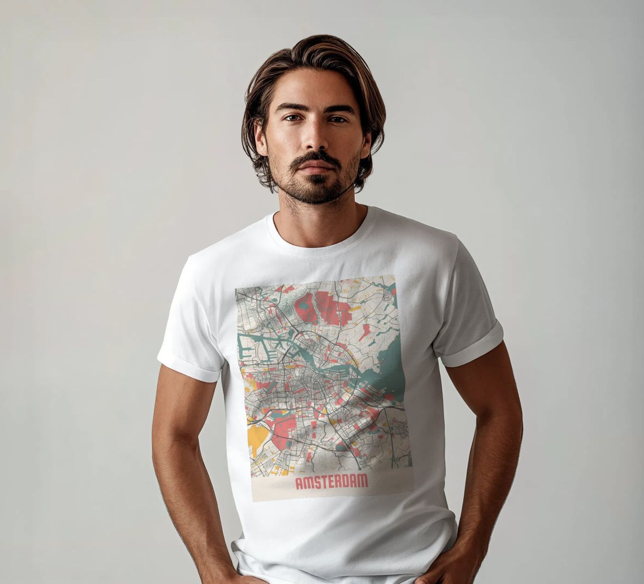 AMSTERDAM  Map Print t-shirt da Travelstudio