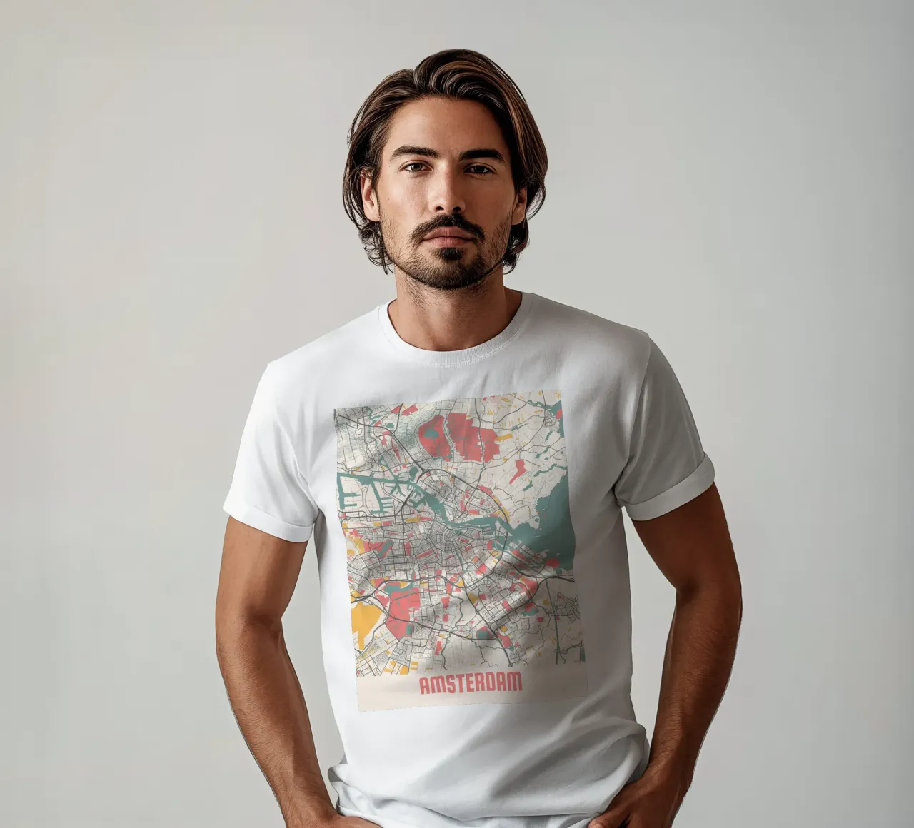 AMSTERDAM Map Print t-shirt da Travelstudio