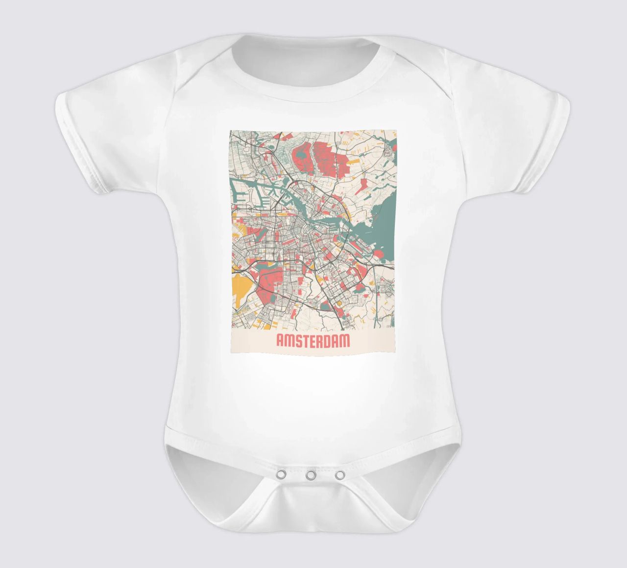 AMSTERDAM  Map Print body neonato maniche corte da Travelstudio