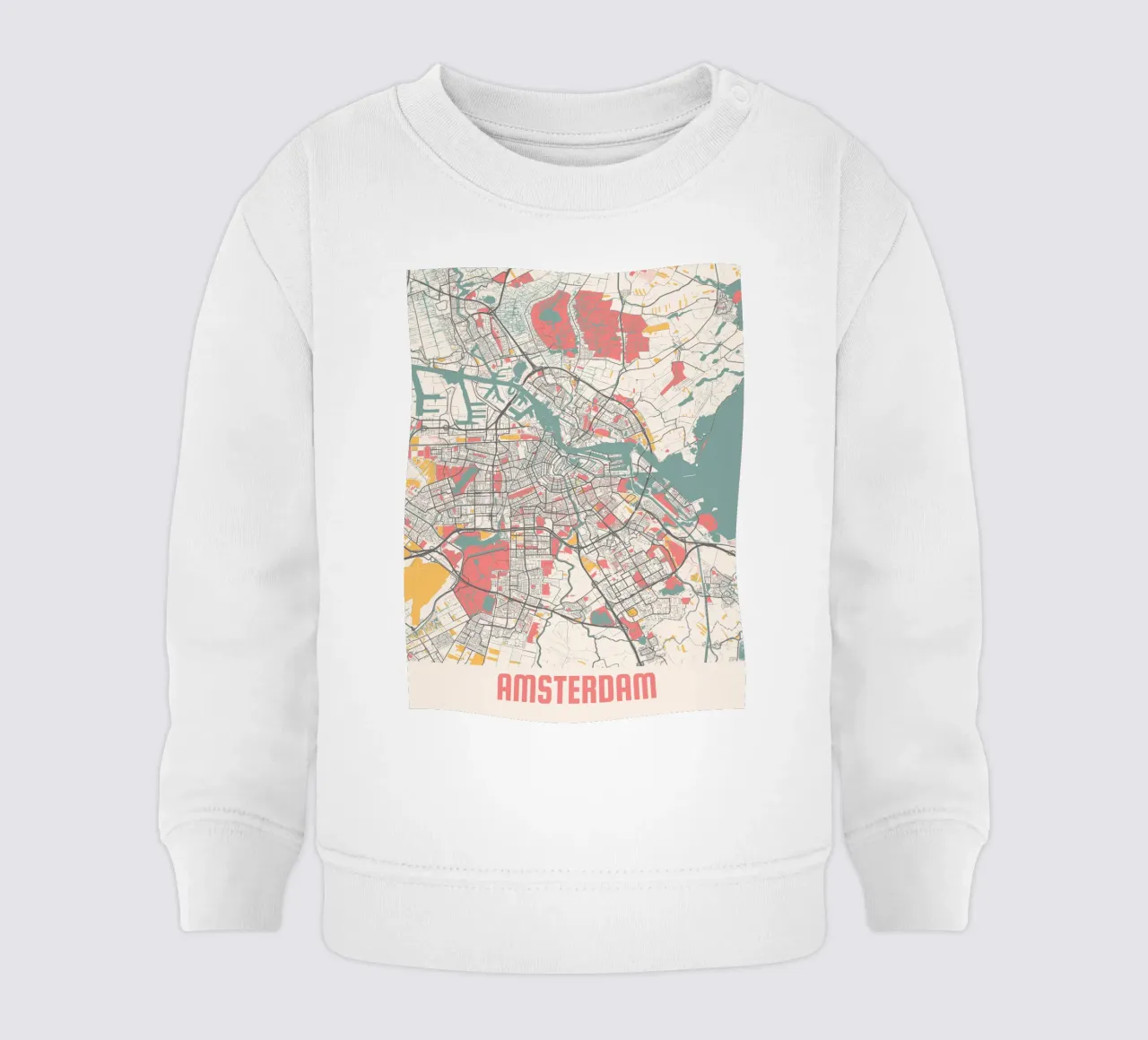 AMSTERDAM Map Print felpa neonato da Travelstudio