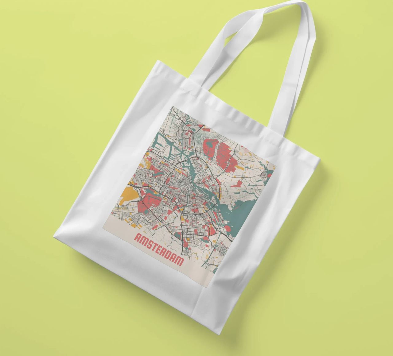 AMSTERDAM  Map Print borsa in juta da Travelstudio