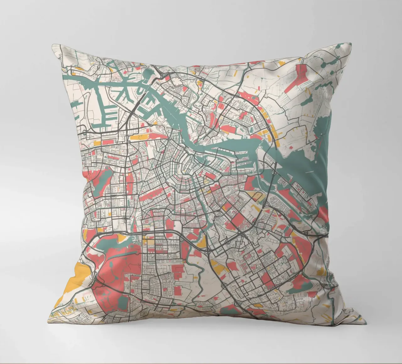 AMSTERDAM  Map Print Kissen von Travelstudio
