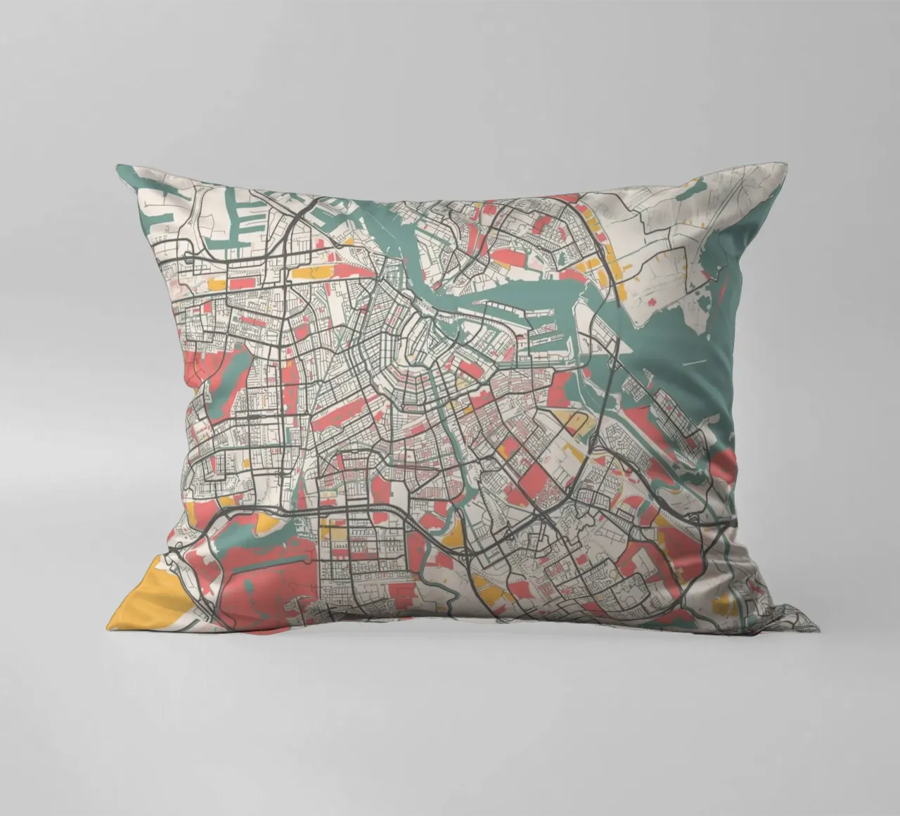 AMSTERDAM  Map Print Kissen von Travelstudio