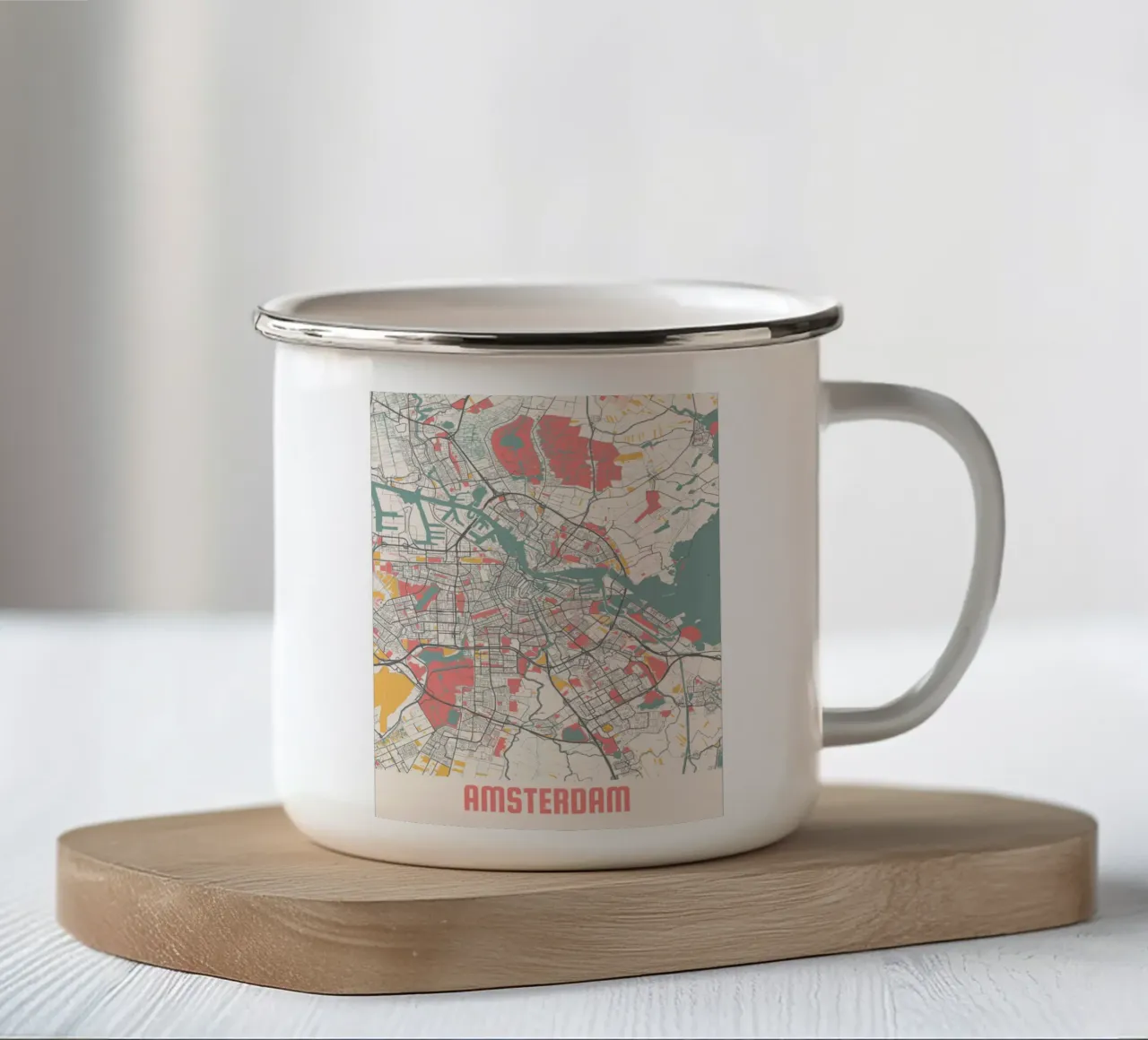 AMSTERDAM  Map Print Emaille Tasse von Travelstudio