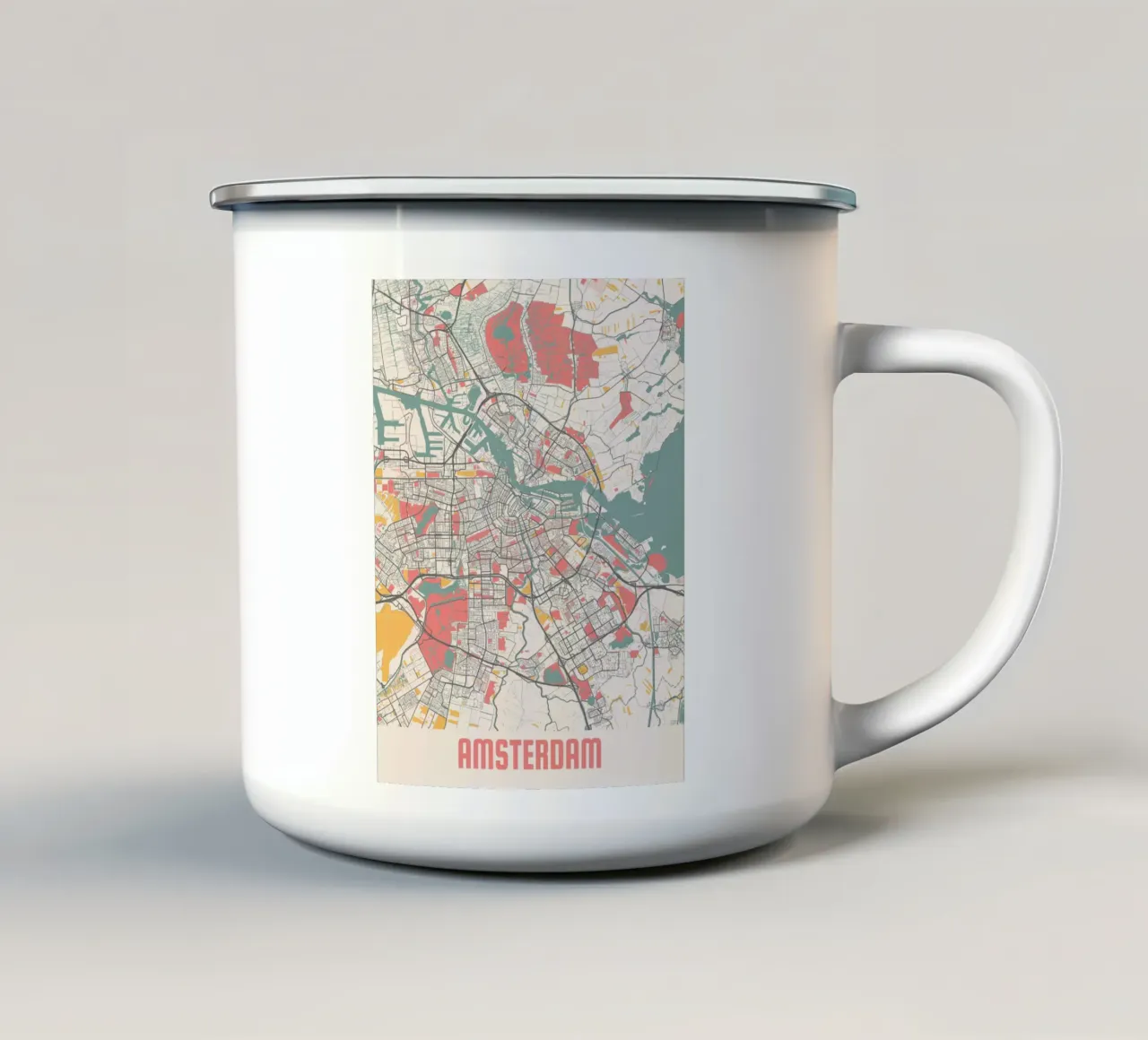 AMSTERDAM  Map Print Emaille Tasse von Travelstudio