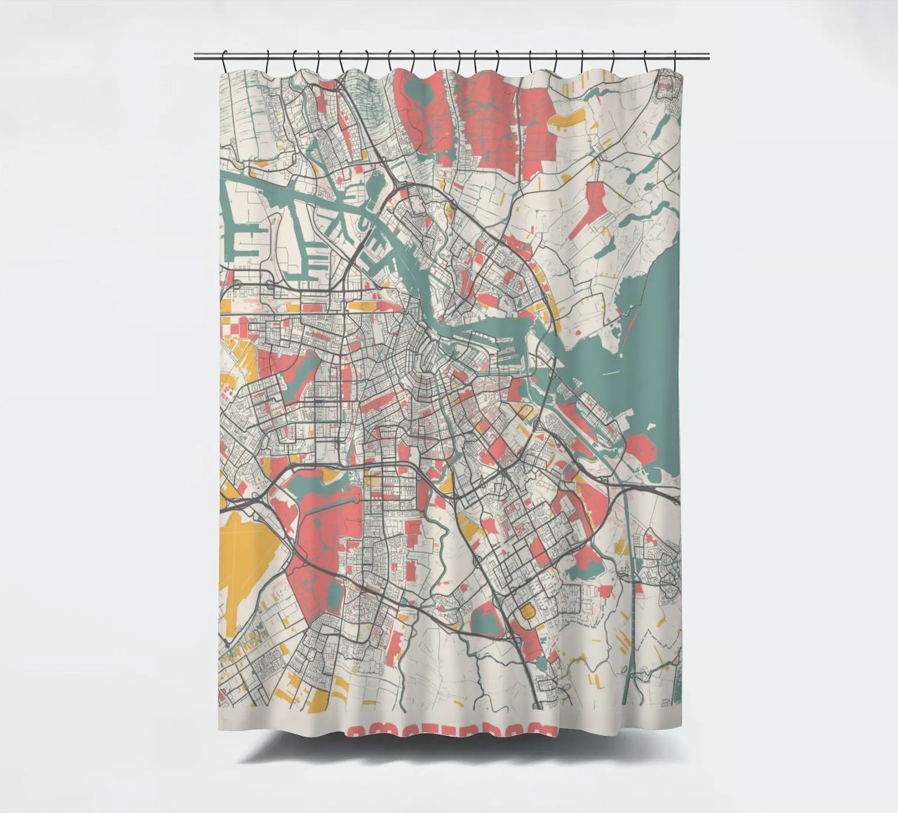 AMSTERDAM  Map Print tenda da doccia da Travelstudio