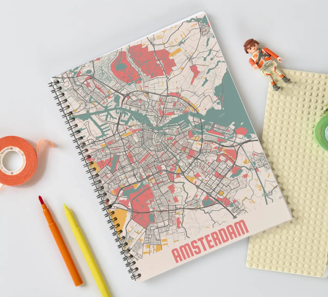 AMSTERDAM  Map Print spiral notebook by Travelstudio