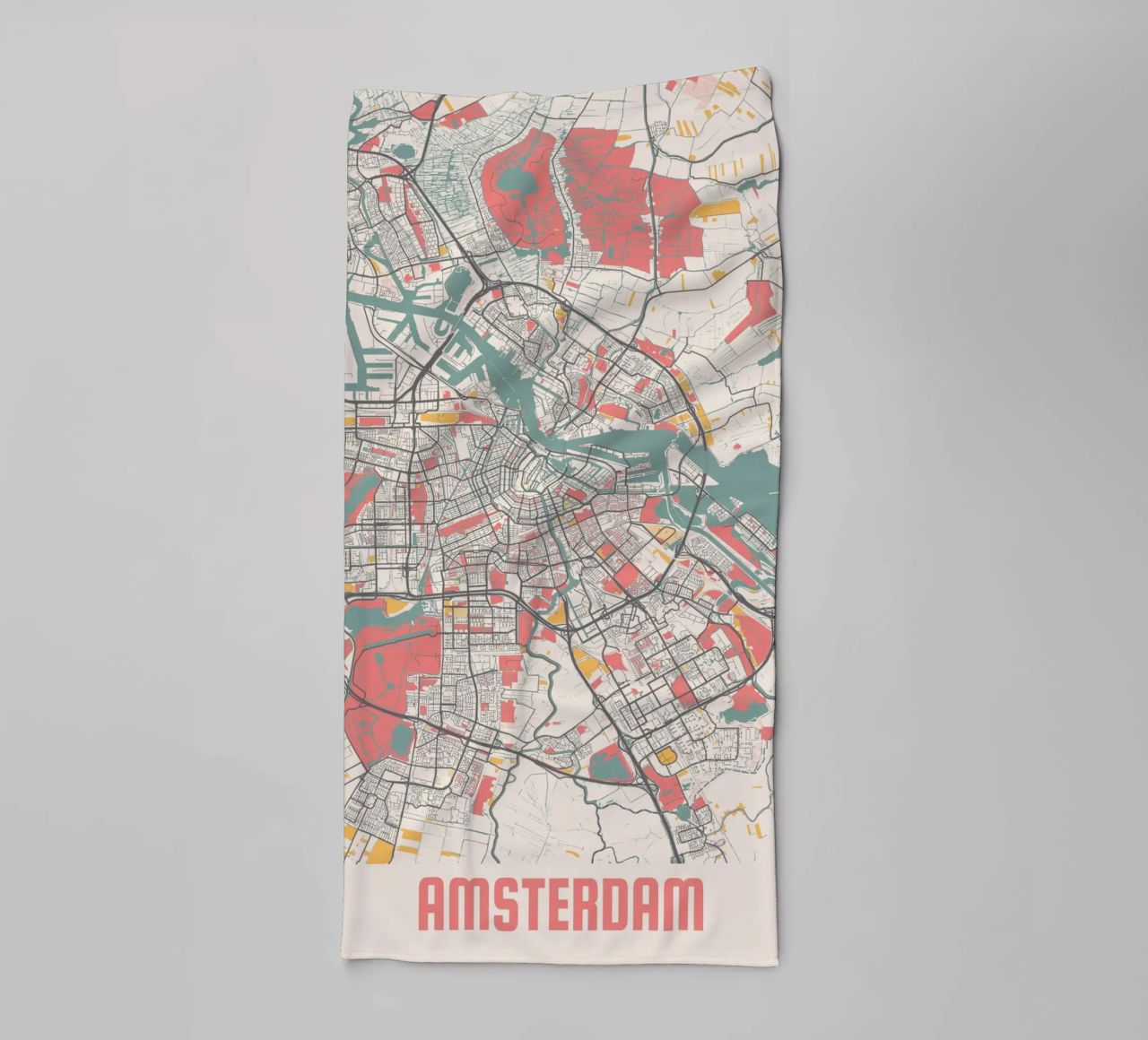 AMSTERDAM  Map Print asciugamano da bagno da Travelstudio