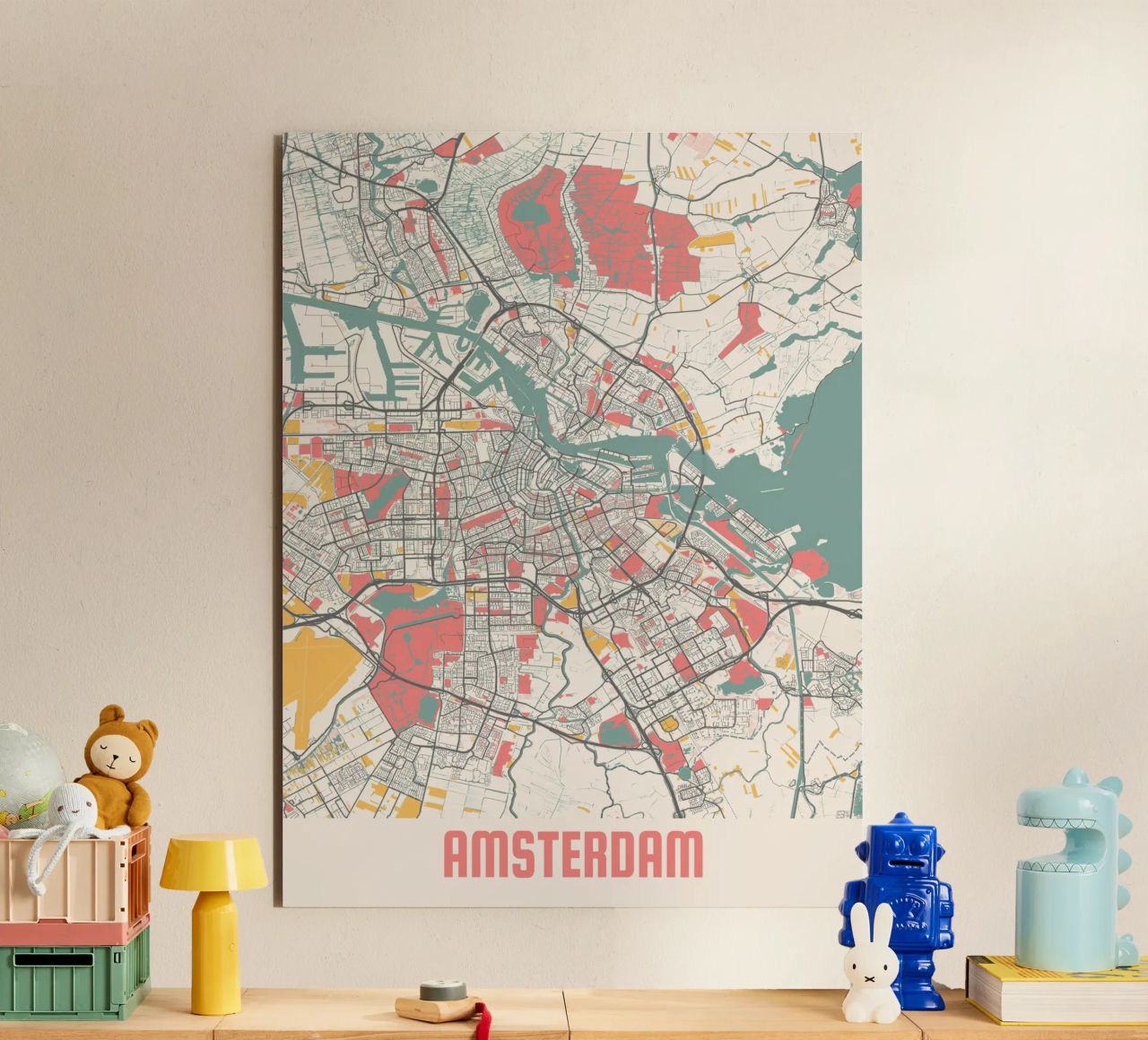 AMSTERDAM  Map Print alluminio dibond da Travelstudio
