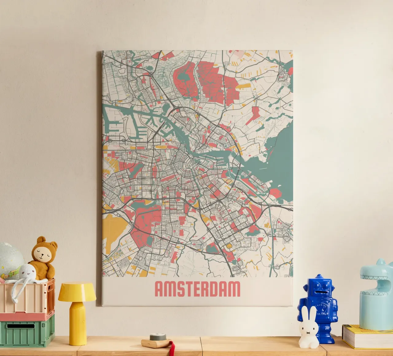 AMSTERDAM  Map Print tela da Travelstudio