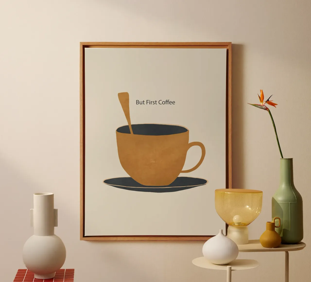 Ma prima il caffè 2 tela con Cornice a cassetta da ThingDesign