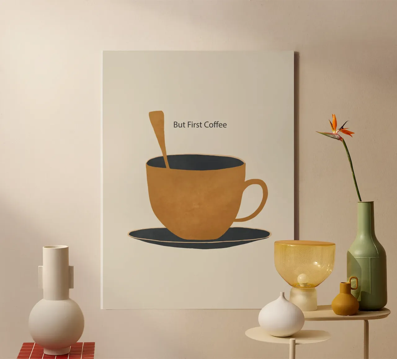 Ma prima il caffè 2 tela con Cornice a cassetta da ThingDesign
