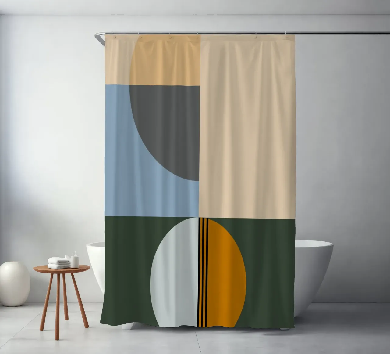 Mid Century Geometric Abstract 17 Duschvorhang von KHouse Studio
