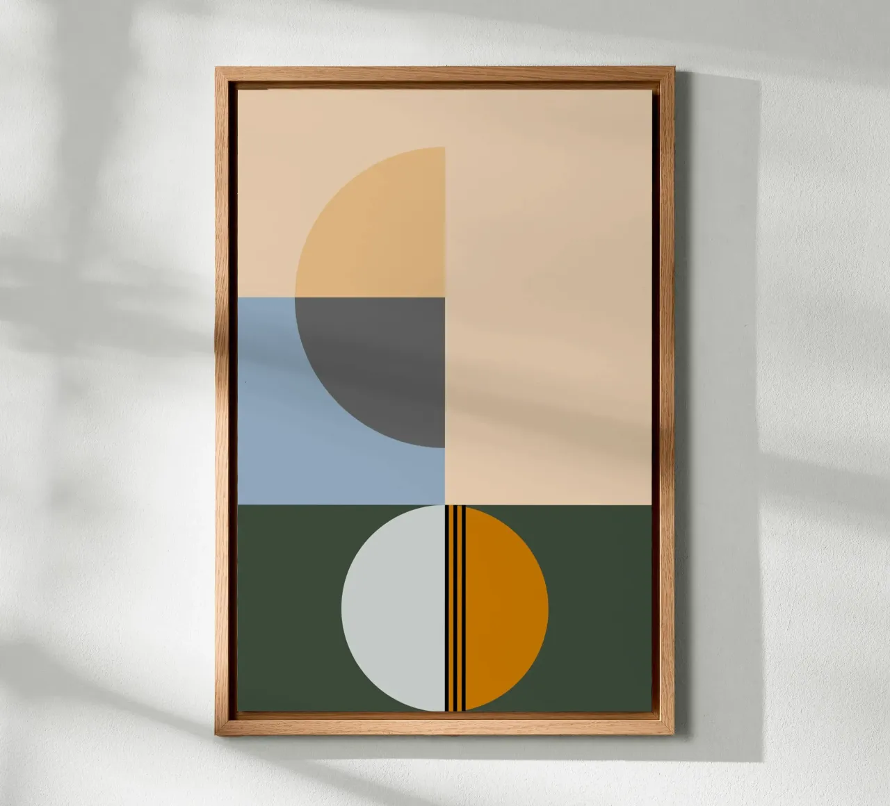 Mid Century Geometric Abstract 17 tela con Cornice a cassetta da KHouse Studio