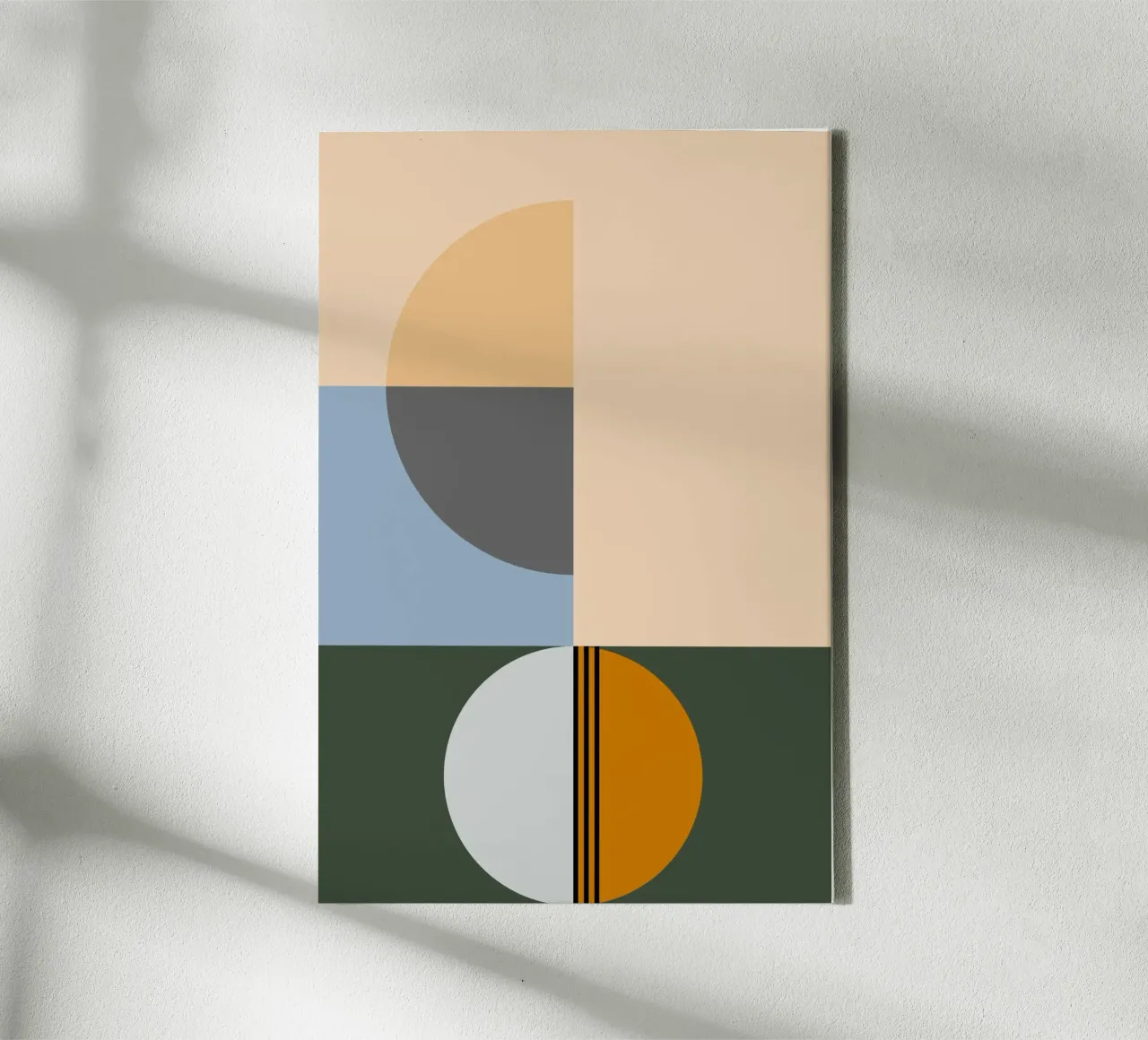 Mid Century Geometric Abstract 17 tela con Cornice a cassetta da KHouse Studio