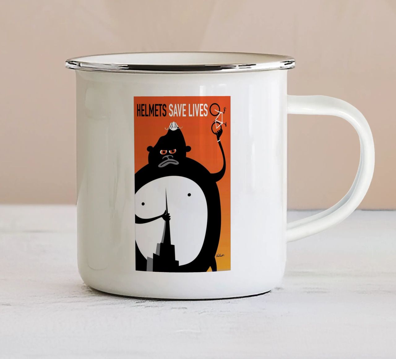 Gorilla tazza in smalto da Michael Valenti