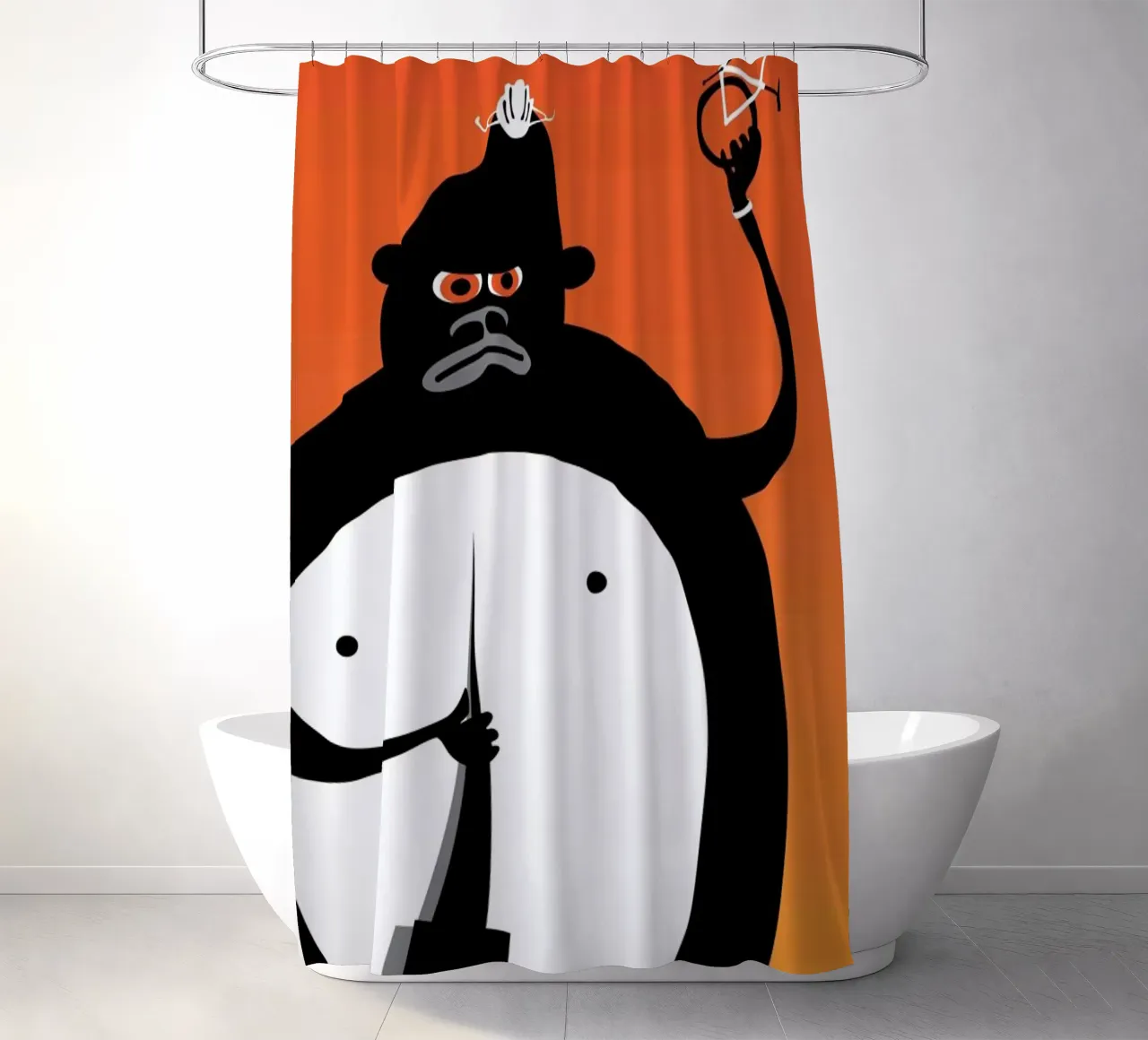 Gorilla shower curtain by Michael Valenti