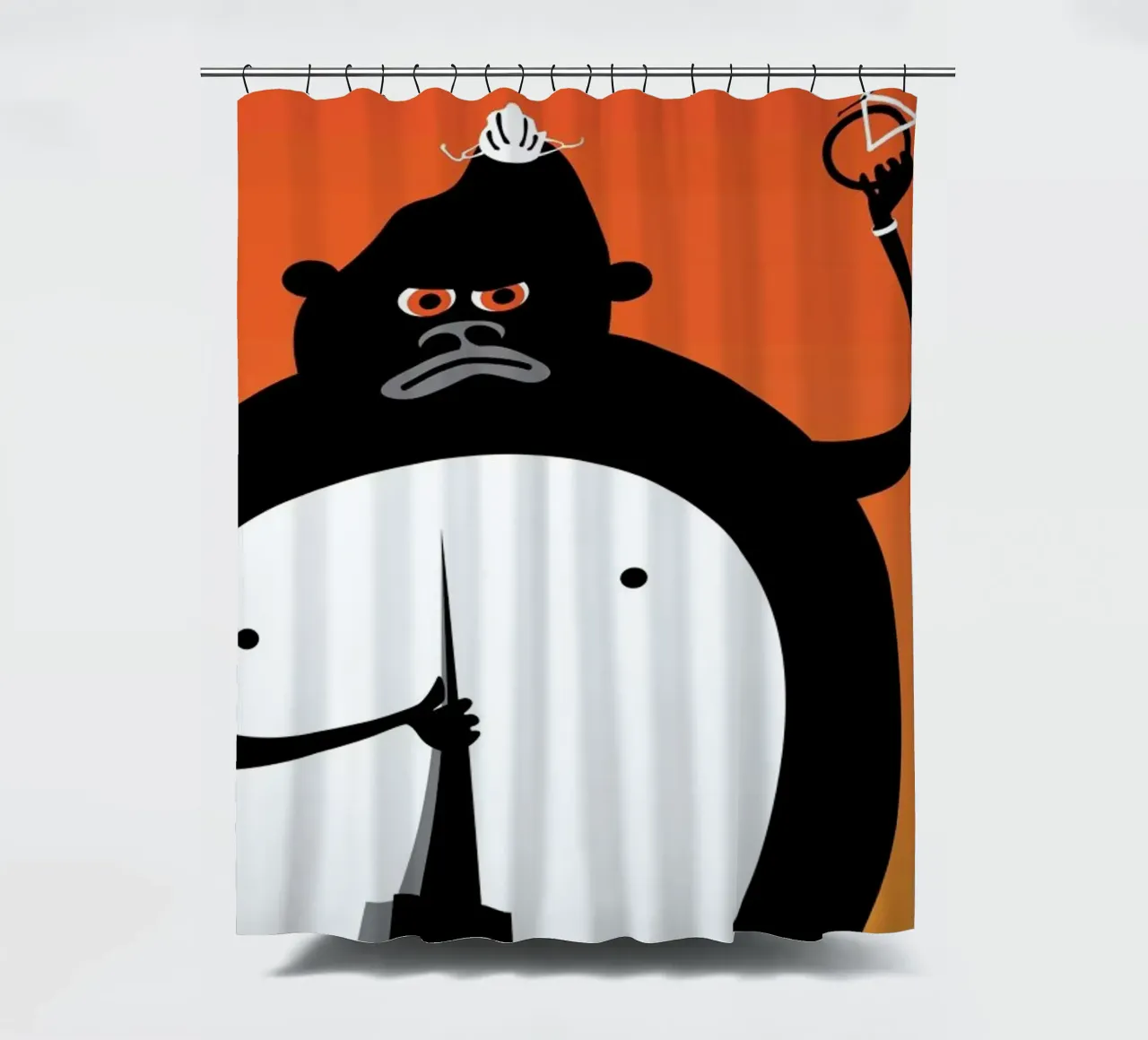 Gorilla shower curtain by Michael Valenti