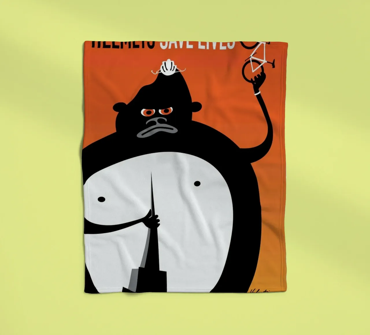 Gorilla fleece blanket by Michael Valenti
