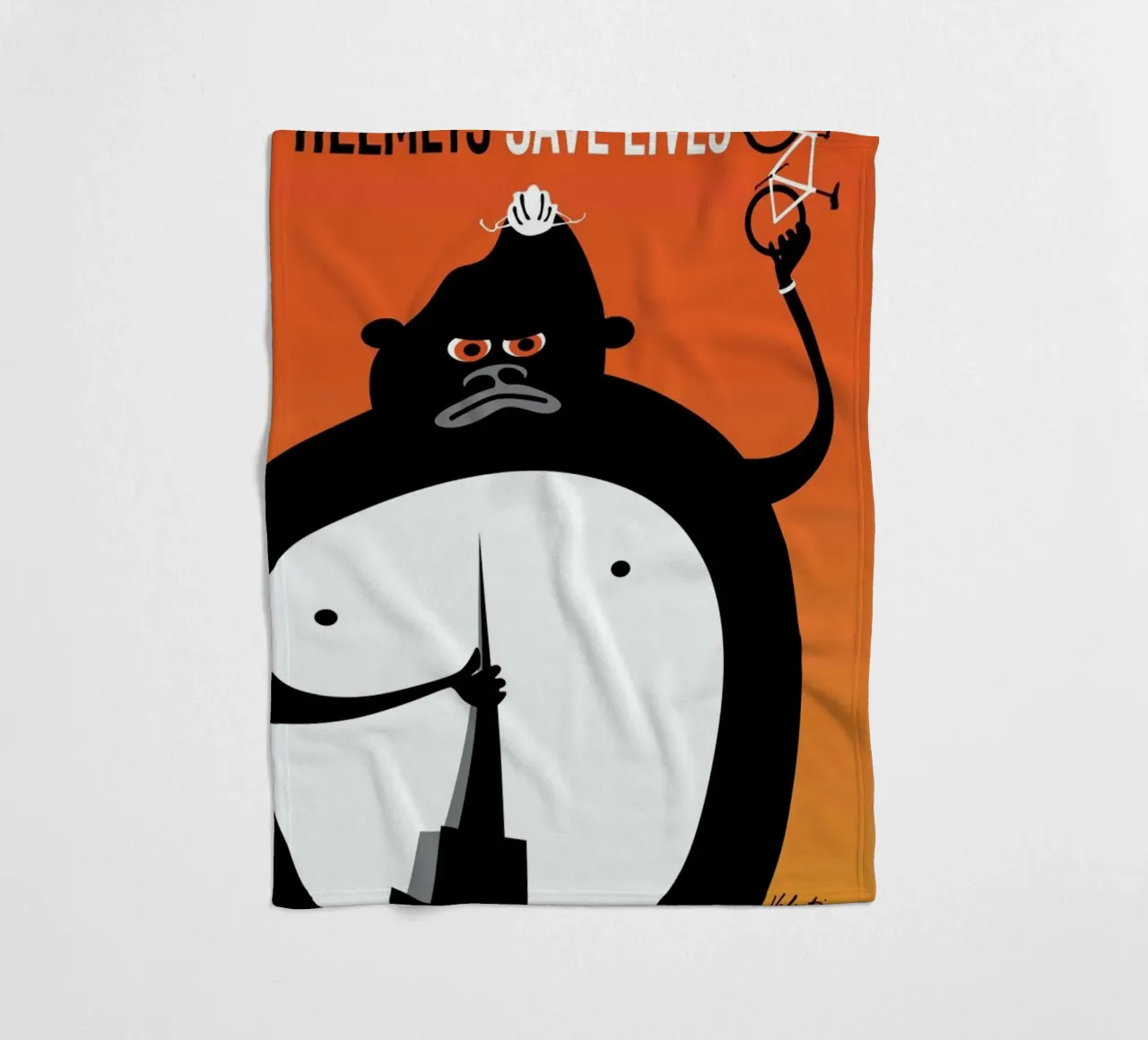 Gorilla fleece blanket by Michael Valenti