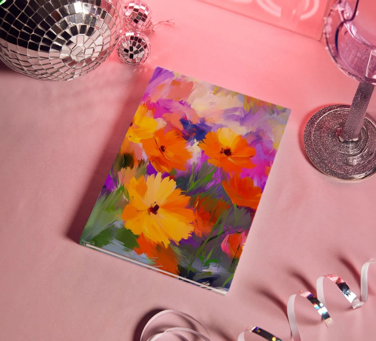 Vibrant Abstract Flower Meadow notebook by Modern Muse