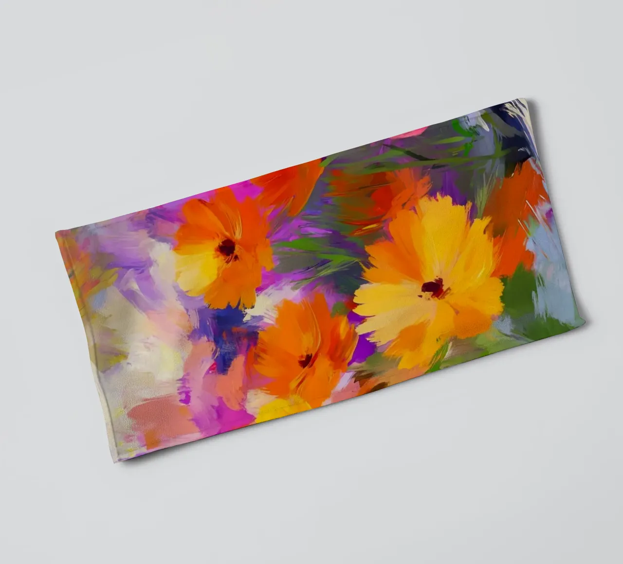 Vibrant Abstract Flower Meadow towel by Modern Muse