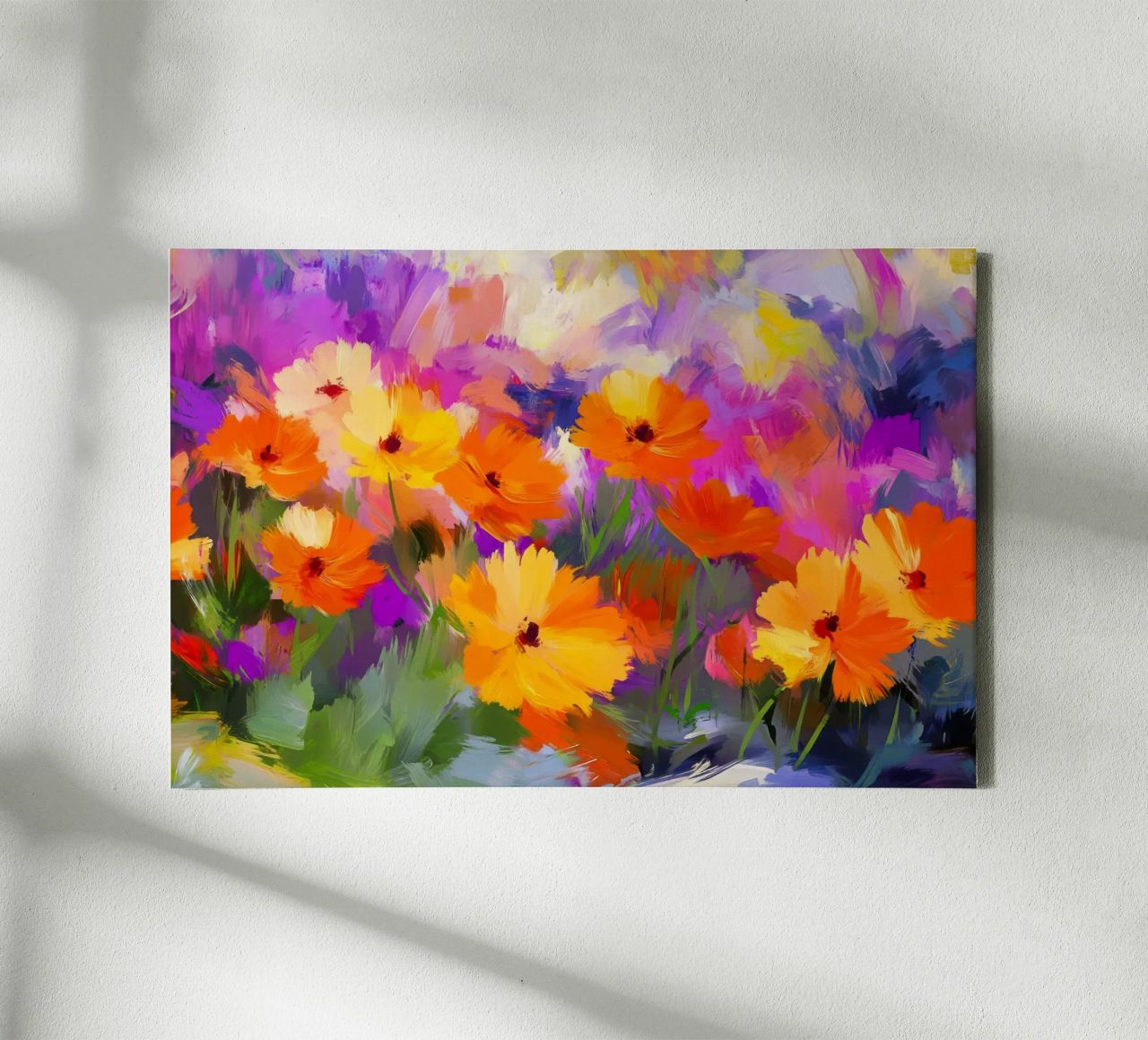 Lebendige abstrakte Blumenwiese Leinwand von Modern Muse