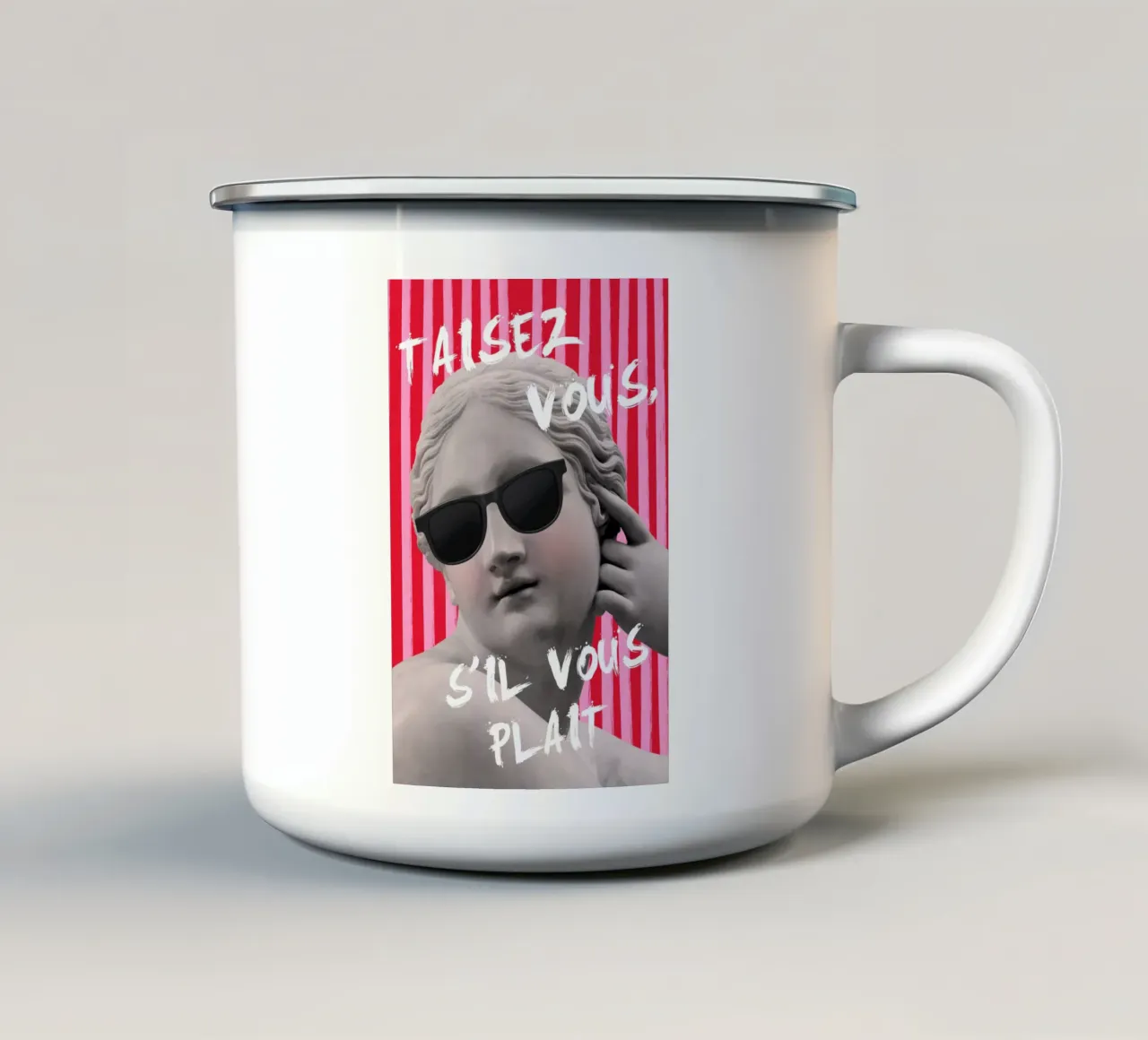 Shut Up Striped Maximalist tazza in smalto da GraceDigitalArtCo