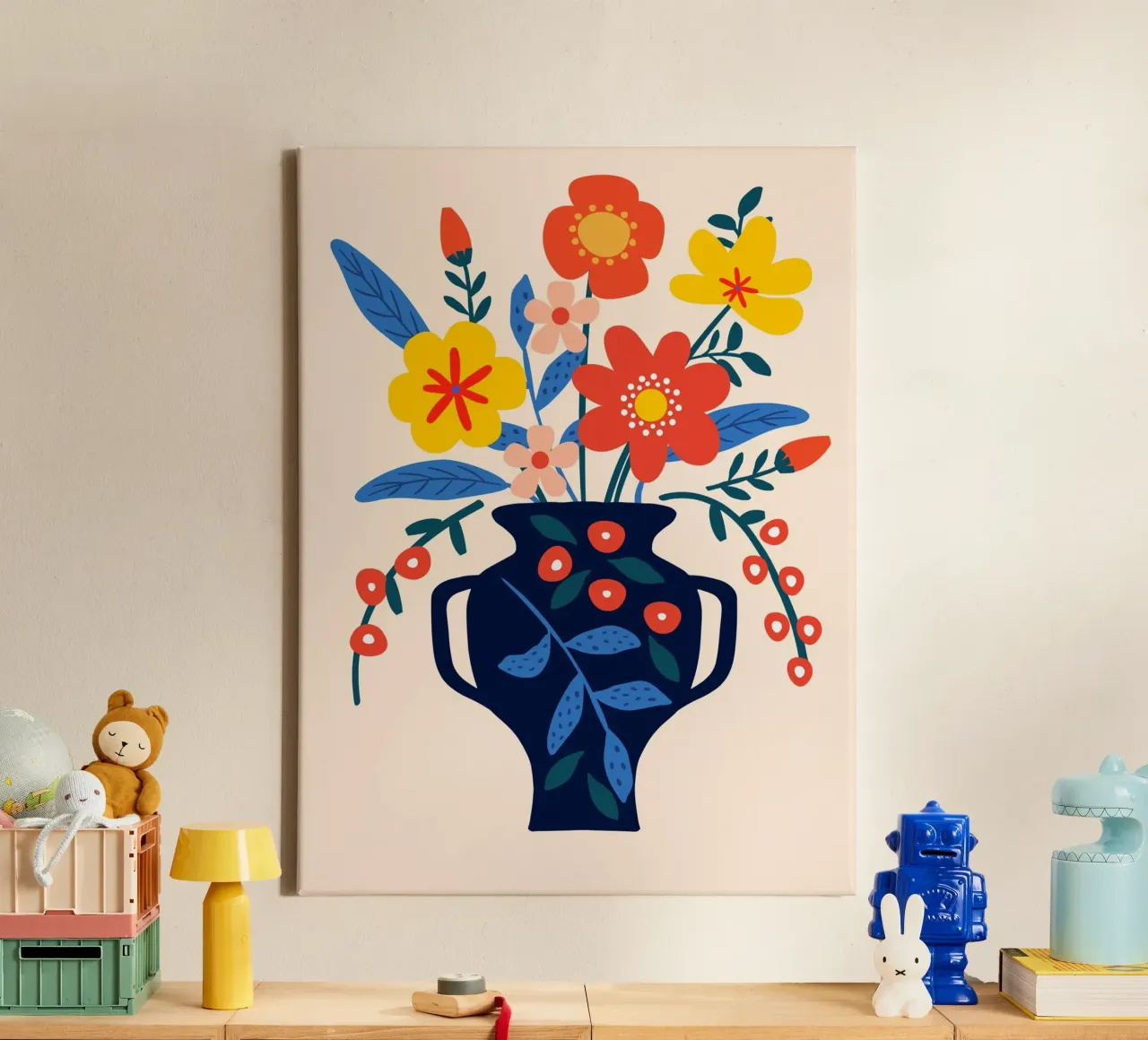 Vaso di fiori colorati tela con Cornice a cassetta da Whole©