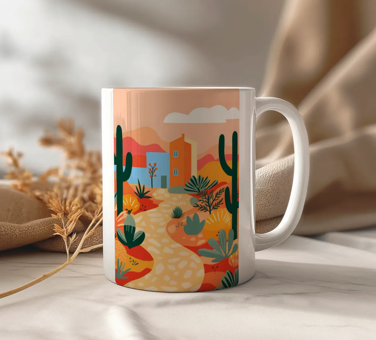 Wüstenoase Kunst Keramik Tasse von Whole©