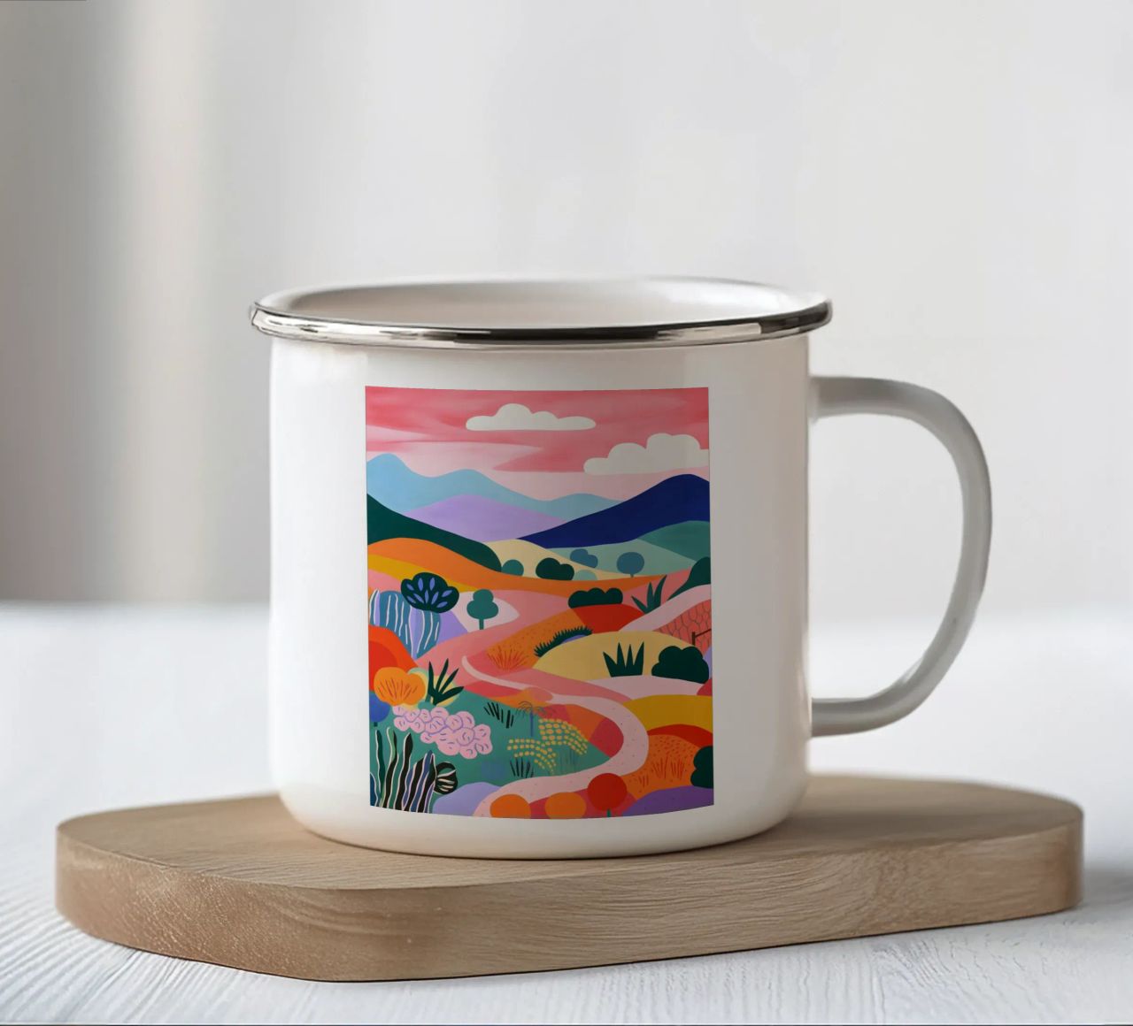 Paesaggio montano colorato tazza in smalto da Whole©